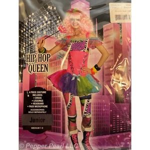 Hip Hop Queen Teen Junior Girls Costume XSmall Dress Leggings Headband Halloween